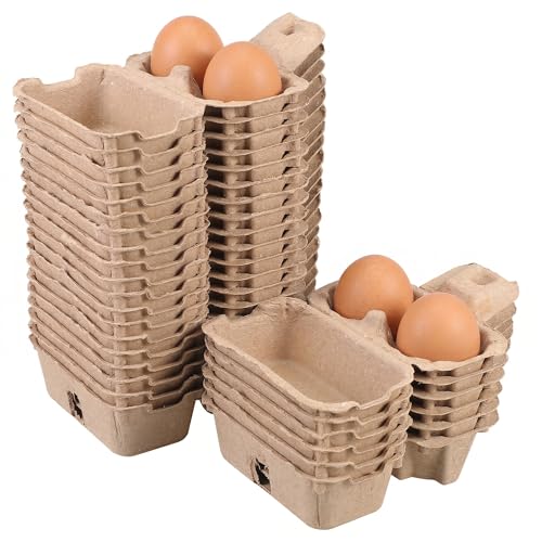 DOITOOL 25 Pack 2 Count Egg Cartons Bulk, Natural Paper Pulp Storage Container for Chicken Duck Eggs Small Cardboard Holder for Farmers Market Display Easter Party