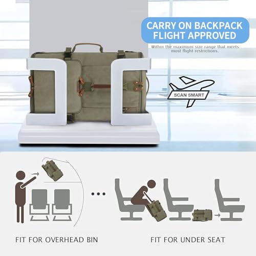 Travel Backpack for Men, 40L Flight Approved Carry On Backpack, Water Resistant Canvas Rucksack with 17.3" Laptop Sleeve, Convertible Duffel Bag for Airplane, Business & Travel - color: Green