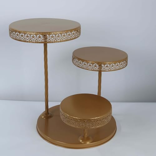 Efavormart 3-Tier Gold Metal Cupcake Tower Dessert Stand, Hollow Lace Design Round Tiered Cake Stand - 21" - color: Gold, size: 3-Tier 21" Hollow Lace