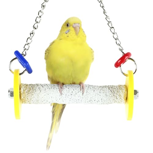 Sweet Feet and Beak Roll Bird Swing X-Small, Outdoor Pedicure Perch, Yellow | Ceiling Mount, 5" Outdoor Bird Perch with Break Plastic Ends and Rings, Feet and Muscle Stimulation, Available in 5 Sizes - color: Yellow, size: 4.5" Xsmall