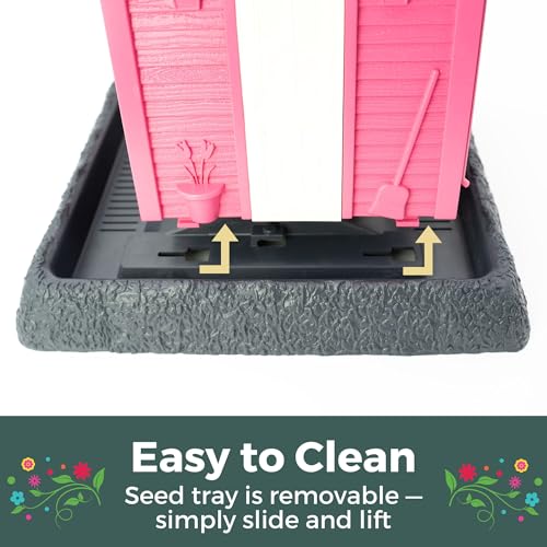 North States Village Collection - Fiesta Pink Cottage Bird Feeder: Hanging Bird Feeder for Outdoors, Holds 5 Pounds of Seed - color: Fiesta Pink