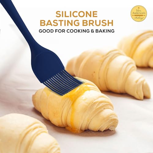 Mrs. Anderson’s Baking Silicone Basting Brush, Non-Stick, Heat Safe, Shed-Proof Bristles, Navy, 1.75-Inches, For Butter, Egg Wash, Glaze, And Baking Prep - color: Navy, size: 10.75-Inch, Brush