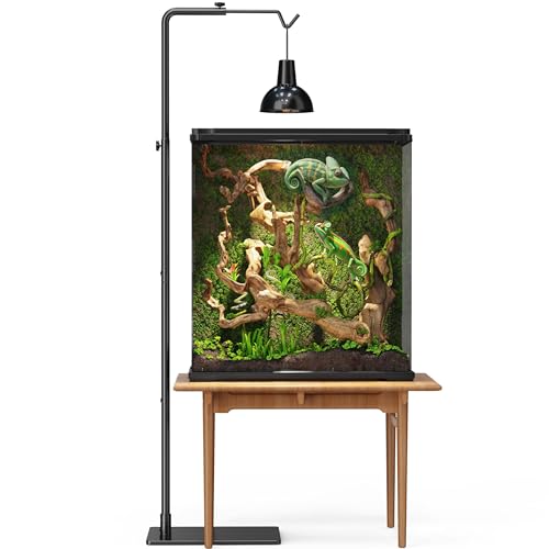 Reptile Heat Lamp Stand, Adjustable 21"-62"H Light Holder, Heavy Base | Heavy Duty, Wide Compatibility for Bearded Dragon, Turtle, Snake, Lizard, Terrarium Tank or Aquarium Use - size: 62" Height