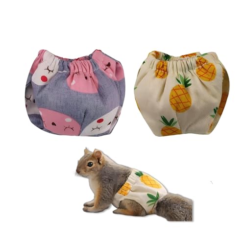 2 Pack Reusable Squirrel Diapers for Pet Squirrels, Adjustable Elastic Waist, Indoor Use, Measure Before Purchase - size: S