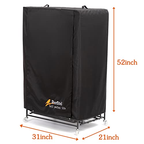 Large Bird Cage Cover Black Good Night Blackout Birdcage Cover | 31 x 21 x 52 inch,Durable Breathable Washable Material, Create Quiet Environmente