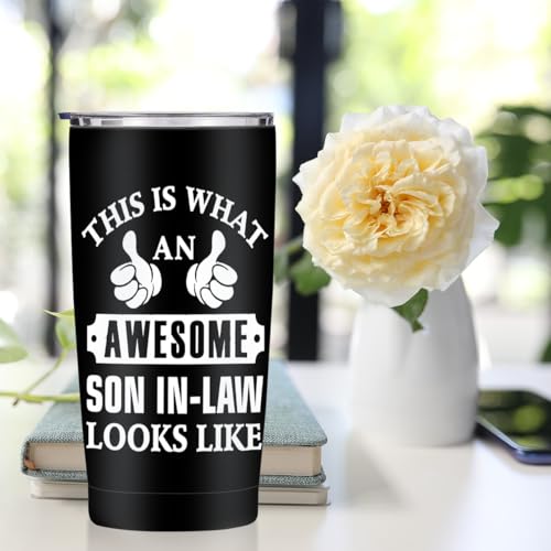 Jztco Son in Law Gifts for Women 20 oz Tumbler, Stainless Steel Insulated | Inspirational Gifts Travel Coffee Mugs Water Bottle, Father's Day Birthday Gifts for Son in Law - color: Multi 1465
