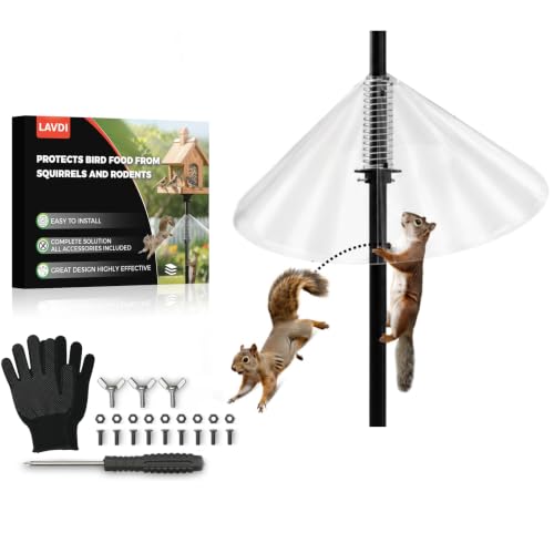 Premium Squirrel Baffle for Bird Feeder Pole Protector with Spring for Better Defense 19 Inch Slinky to Bird Feeders Outside Mount Anti Raccoon Rodent Stopper Garden Accessories Backyard