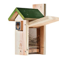 Outdoor Cedar Birdhouse, 1.5" Hole Bluebird Nesting Box with Predator Guard | Metal predator guard protects nest, side cleaning door opens fast, interior step gives baby birds extra grip to climb out - style: Modern