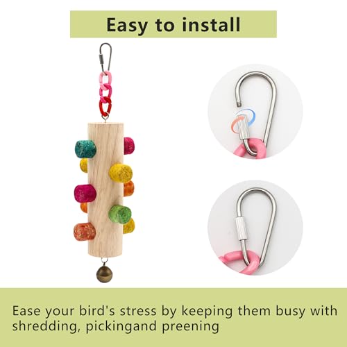 Cylinder Bird Chew Toy, Parrot Cork Stopper Toys Bird Swing Bell Hanging Wooden Puzzle Foraging Toys Small Bird Bite Perch Stand, Small and Medium Parrots (1 Pack-Cylinder Cork Stick) - color: 1 Pack-Cylinder Cork Stick