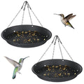 Briwooody 2 Sets 12.8'' Bird Seed Catcher Tray Platform Bird Feeder Large Hanging Tray Fits Most Feeders Catches Most Falling Seed and Husk Outdoor Yard Garden Backyard for Attracting Birds, Black - size: 12.8''