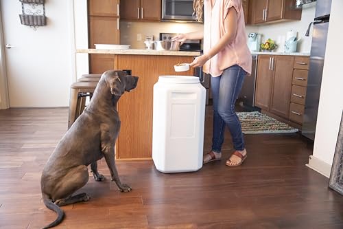 Vittles Vault Traditional Pet Food Storage Container For Dog Kibbles/Bird Seed/Oatmeal/Rice/Flour/Cereal, BPA Free Plastic, Sealed Airtight For Cat Food, Up To 80 lb, Made in USA, With Scoop, Gray - size: 80 Pounds