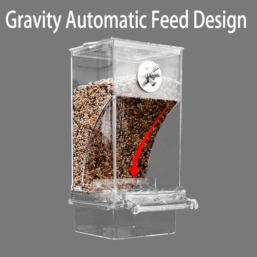 No Mess Bird Feeder for Cage Automatic No-Spill Transparent | Acrylic Transparent Parakeet Cage Accessories Bird Feeder and Waterer in Cage for Small and Medium Cockatiel Finche Lovebird - color: Transparency + Transparency
