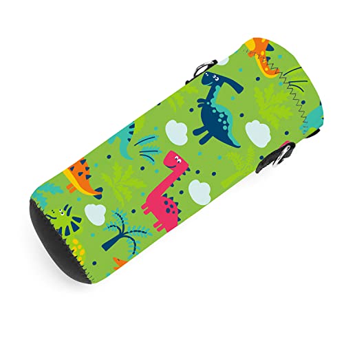 AMARY 500ML Neoprene Water Bottle Carrier Bag with Adjustable Shoulder Strap,Insulated Water Bottle Cover for Stainless Steel/Glass/Plastic Bottles 16.9OZ (dinosaur) - color: dinosaur