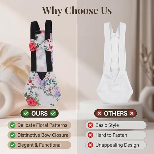 Pet Chicken Diapers,Chicken Goose Duck Loose Tight Belt Diapers Poop Pocket Diapers Peony Flower Pattern for Poultry Pet Used(L) - size: L
