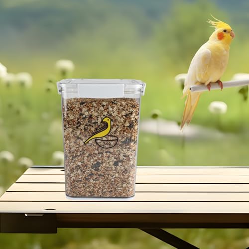 Bird Seed Storage Container-Airtight Bird Food Container-8.4lb/5 l Pet Food Storage Containers with Birds Seed Scoop-Wild Birds Dispenser-forPet Parakeets Finches Food Mealworms/Clear - size: 5L