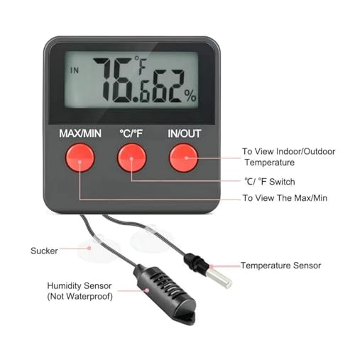 Electronic Temp Humidity Meter with with LCD Display -50~70°C Digital Thermo-Hygrometer Tabletop Holder Design for Home