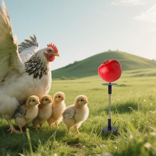 Spring Chicken Treat Toys – Wobbly Vegetable Feeder with Ground Stake for Hens, Ducks & Poultry | Interactive Coop Enrichment with Metal Fork & Spring
