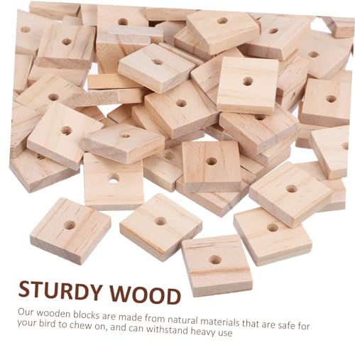 Yardwe Parrot Chewing Blocks 100Pcs Balsa Wood Bird Chew Toy Set with Hanging Holes Bird Toys Making Supplies for Cage Enrichment Beak Trimming DIY Craft for Parakeet Cockatiel Macaw