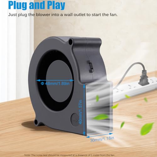 GDSTIME 75mm x 30mm Blower Fan with Speed Control, 110V to 240V AC Powered | Dual Ball Bearing, Brushless Turbine Turbo Cooling, 7530, for Cabinet Humidor, RV Inverter/Charger, DIY Air Purifier - size: 75x30mm