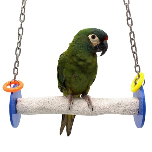 Sweet Feet and Beak Roll Bird Swing, Large, Outdoor Pedicure Perch, Blue | Ceiling Mount, 11" Outdoor Bird Perch with Break Plastic Ends and Rings, Feet and Muscle Stimulation, Available in 5 Sizes - color: Blue, size: 10.5" Large