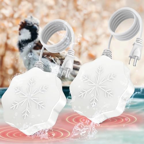 Bird Bath Heater for Outdoors in Winter, 80W Thermostatic Controlled Auto Shut Off Birdbaths Deicer, Winter Water Heated De-icer for Livestock and Poultry in Farm and Yard (2PCS) - style: 2PCS