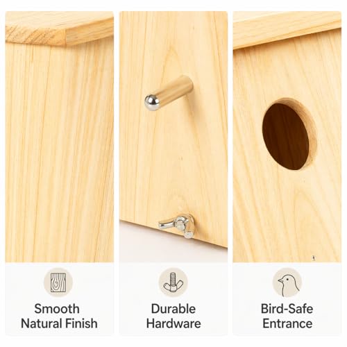 Wooden Bird Houses for Outside Birdhouses Nest Bluebird House for Cardinals Finch Wren Swallow for Garden Viewing 1B - size: 6inch×6inch×9inch