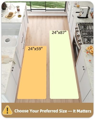 Color&Geometry Kitchen Floor Mat 24x87 Vintage Anti Fatigue, Oatmeal | 0.4in Cushion Standing Mat For Cooking/Working/Laundry, Boho Decor, Non Slip PVC Kitchen Rug, Oil/Water Proof, Anti Slip - color: Oatmeal-2.0, size: 24''x87''