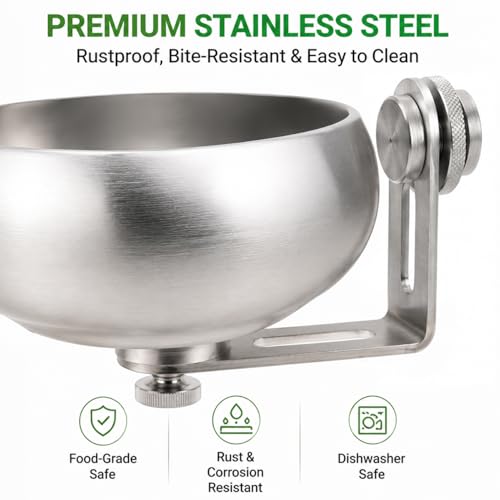 Magnetic Stainless Steel Bird Food Bowl for Cage, No Drill Removable Metal Feeder Cup for Parrots, Cockatiels, Conures, Budgies and Lovebirds, 150ml,4246-1 - color: Silver