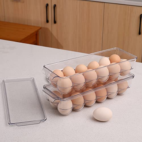 Sooyee 2 Pack Egg Holder for Refrigerator, Plastic Egg Storage Container, Fridge Egg Organizer, Clear Refrigerator Organizer Bins with Lids, Stackable Tray Holds 12 Eggs - size: 2 Pack 12 Eggs