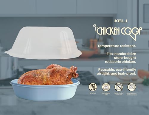KELJ Chicken COOP - Reusable Rotisserie Chicken Container – Airtight, Dishwasher-Safe Storage, BPA Free, Durable & Temperature-Resilient Holder