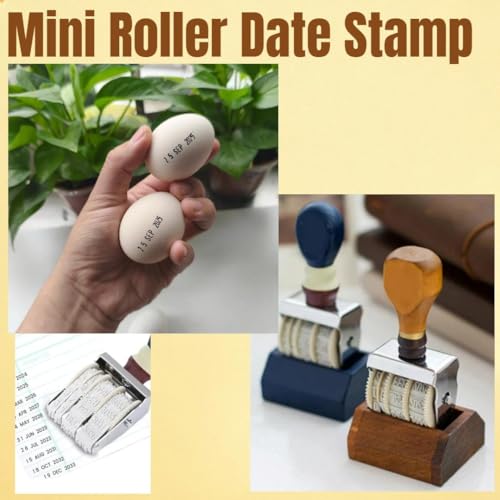 Egg Date Stamp for Fresh Eggs - Date Stamper Farm Stand Supplies | Egg date stamp kit: date stamper + egg stamps for fresh eggs. Farm stand supplies favorite. - color: Brown