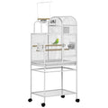PawHut 55" Large Parrot Cage with Toy Hooks Above Top Bird Perch, Tray, Food Cups, Rolling Stand, Bird Cage for Cockatiels, Parakeets, Lovebirds | Above Top Bird Perch, Rolling Stand, for Cockatiels, Parakeets, Lovebirds