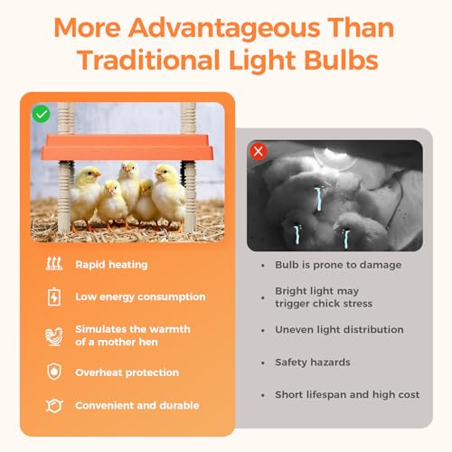 Smart Chick Brooder Heating Plate 10"x10" with Digital Temp Control (95℉-149℉), Stepless Adjustable Height & Anti-Roosting Cone, Mother Hen Chick Heater for Up to 15 Chicks - color: ORG-DSP-10