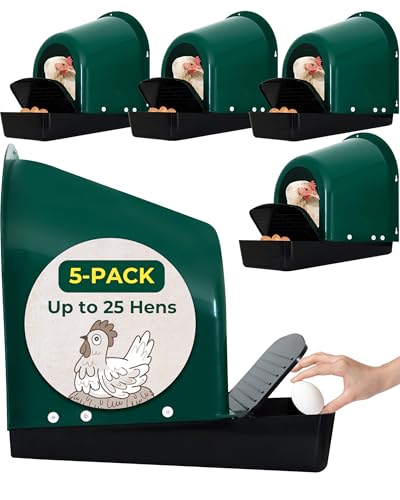 Roll-Out Chicken Nesting Boxes - 5-Pack Plastic Nest Boxes for Chickens, Hens & Ducks - Egg Laying Boxes with Perch and Roll Away Egg Collection for Coop - color: Chicken Nesting Box(5packs)