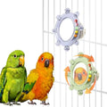 Bird Mirror Toy for Cage, Rotating Interactive Parrot Toy with Bell Sound, Cage Mounted Bird Enrichment Toy for Parakeets, Lovebirds, Cockatiels, Conures, Budgies and Small Birds (Green+Blue) - color: Green+Blue