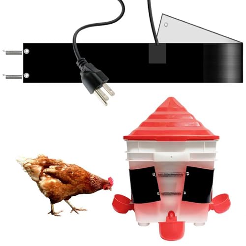 Chicken Water Heater Thermo Bucket Belt Heated Strap for 5 Gallon Barrel, 40W Silicone Rubber Heating Band for Chicken Waterers with 6.5 ft Power Cord