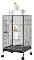 36-Inch Deluxe Sturdy Wrought Iron Bird Flight Open Play Top Cage with Rolling Stand for Parrots Conure Lovebird Cockatiel
