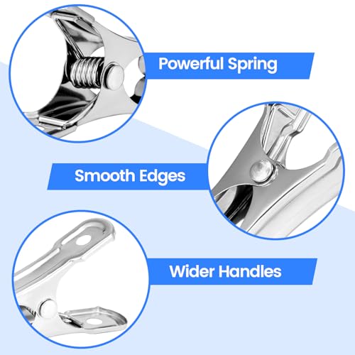50PCS Garden Clips, Stainless Steel Greenhouse Clamps, Strong Grip Greenhouse Clips, Metal Clips for Netting, Shade Cloth, Plant Cover on Garden Hoops or Greenhouse Hoops by EGYPAMID