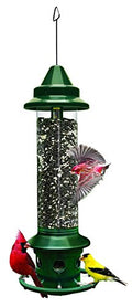 Squirrel Buster Plus Squirrel-proof Bird Feeder w/Cardinal Ring and 6 Feeding Ports, 5.1-pound Seed Capacity, Adjustable, Pole-mountable (POLE ADAPTOR SOLD SEPARATELY), Green | Cardinal ring, six ports, weight adjustment, pole-mountable, adapter sold sepa