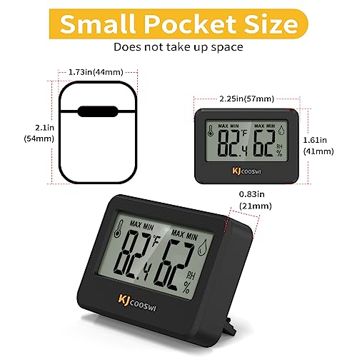 4-Pack Mini Digital Thermometer Hygrometer, Magnetic with Table Stand | Tracks MAX/MIN temperature and humidity with 10-second updates; includes 4 preinstalled CR2032 batteries. - style: without probe