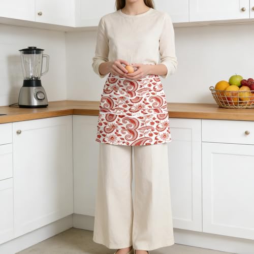CUTHOLLOW Egg Collecting Apron for Adlut, Housewife, 18 Deep Pockets Hen Egg Gathering Holding Apron with Elastic Closures - style: Vintage Paisley Floral Pattern