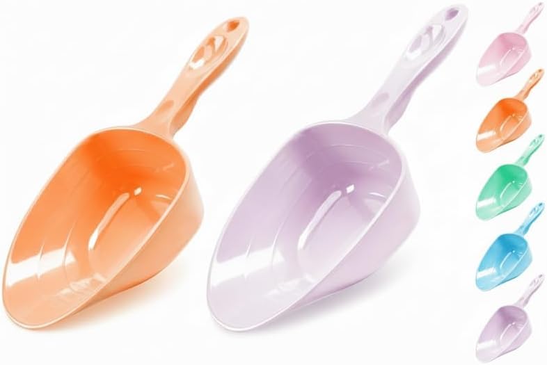 Melamine Pet Food Measuring Scoop, 1 Cup 1/2 Cup 1/4 Cup with Clear Measurement Lines for Dog, Cat, Bird, and Rabbit, Durable, Ergonomic Handle, Dishwasher safe-Orange & Purple - color: Orange, Purple
