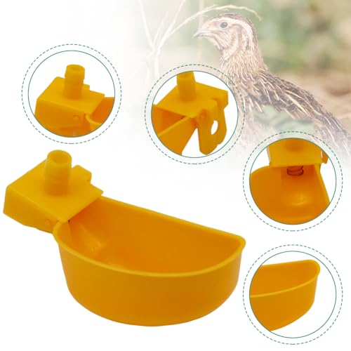 Auto-Fill Quail Water Cups 12Sets DIY Clips-on Cage for Bird Rabbit(Yellow) | Automatic,Keep Fresh Water, No Mess,Easy to Install, with T-fittings & Mounting Screws,for Parakeets, cockatiels, budgies - color: Yellow1