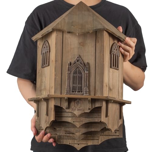VIREESR Large Bat House for Outdoors,4-Chamber Castle Bat Box,200-Capacity | Cedar Wooden Bat House, Bat Boxes for Outside for Tree, 4 Chamber Design to Attract Bats, Weather-Resistant, Brown - size: XL Brown