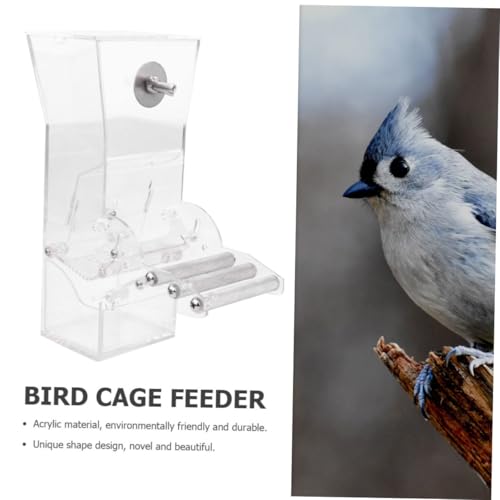 Tofficu Suction Cup Acrylic Bird Feeder for Seed Feeding No Spill Food Feeding Station with Hanging Design Suitable for Indoor and Outdoor Wild Birds