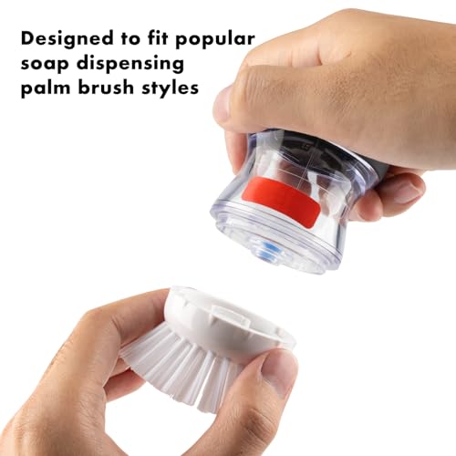 OYV Soap Dispensing Palm Brush Refills, 4-Pack Replacement Heads, White | Non-Scratch Nylon Bristles, Easy Twist-On Installation, Safe for Non-Stick Cookware - color: White