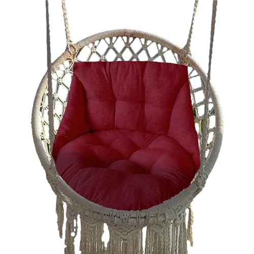 Hammock Chair Cushion, Hanging Basket Egg Chair Cushion Round Seat Thick Nest Back Pillow for Patio Garden Swing Chair Seat Pads (Only Pads) (Red) - color: Red