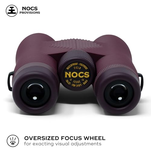 Nocs Provisions Field Issue Compact 10x32 Waterproof Binoculars Shockproof | Fogproof, 10X Magnification, Bak4 Prism, Multi-Coated Lenses for Adults & Kids, Bird Watching, Hunting & Wildlife Viewing - color: Oxblood Maroon, size: 10x32