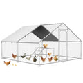 13.1 x 9.8 x 6.4 FT Metal Chicken Coop, Chicken Run with Cover | Walk-in Metal Chicken Coop, Waterproof Cover, Side Hardware Cloth, Roosting Perch, reinforced frame, Backyard & Farm Use - size: 158.7"L x 119.7"W x 78.7"H