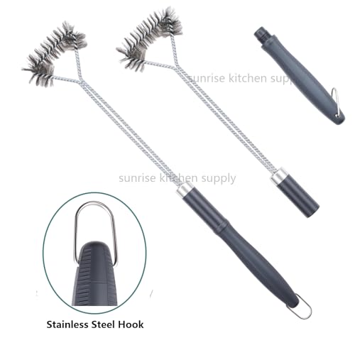 SUNRISE Fryer Brush with Long Handle (Stainless Steel with Plastic Handle, Single Brush) - color: Stainless Steel With Plastic Handle, size: Single Brush